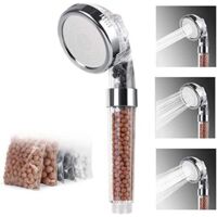 Filtration de douche à main avec 3 types de jets et 6 pommeaux de douche interchangeables, filtre anticalcaire, pommeau de douche à économie d'eau augmentant la pression pour les douchettes à jet mass