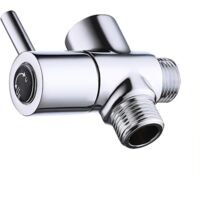 Inverseur de robinet Vanne de douche à 2 voies Inverseur en laiton Adaptateur de douche Inverseur pour douche à main Tuyau de douche Pommeau de douche Chrome poli