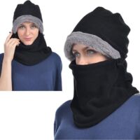 Winter Fleece Hood Thermal Ski Mask Cold Weather Face Cover Hats Unisex(noir)