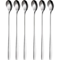 Lot de 6 cuillères à Latte Macchiato de 24 cm – Cuillère Longue pour Cocktails et Desserts en Acier Inoxydable Poli – Passe au Lave-Vaisselle