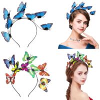 2 Pcs Schmetterling Haarreif, Glitzer Schmetterling Stirnband dekorative Schmetterling Braut Haarband Party Stirnband für Frauen Kostüm Party-bleu+couleur