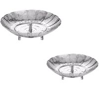 2Pcs Panier Vapeur 304 INOX, Paniers Cuit-Vapeur Légumes Pliable de Nettoyage (14 cm à 22 cm)(16 cm à 24 cm)
