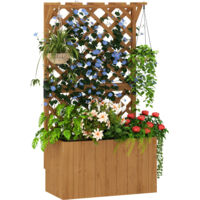 Bac surélevé avec treillis, bac pour plante grimpante jardinière en bois, treillis de jardin 64 x 33 x 122cm Bois naturel