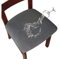 Lot de 2 Stretch Jacquard Imperméable Housses de siège de chais, Housses de Chaise Salle à Manger Housses de Chaise de Cuisine avec Boucle (gris foncé)