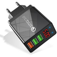 Fast charging 3.0 USB charger is applicable to most smartphones, tablets, LED digital displays, fast charging 5 USB wall mounted mobile phone charger (black)