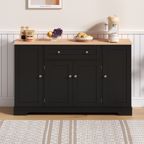 Buffet de cuisine multifonctionnel avec tiroirs, portes d'armoire et étagères réglables – design moderne avec dispositif anti-basculement. (1/5)