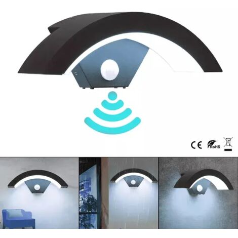 Applique Murale D'extérieur Avec Capteur, Applique Murale En Aluminium 18w, Étanche Ip65, Lumière Blanc Froid 6000k,Orientable À 120°,Adaptée Garages