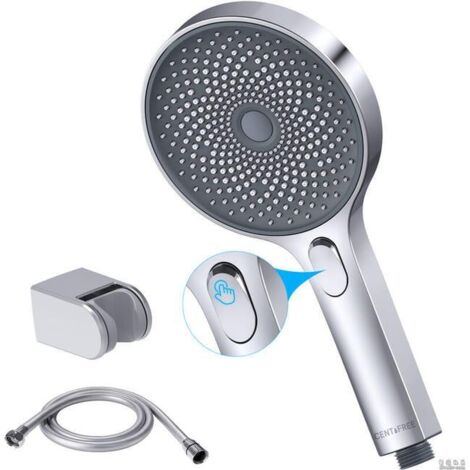 Pommeau De Douche Economie Deau-Centifree Pommeau De Douche Grand ,Pression Avec Support Douchette Chromé Et 1.5m Flexible Douche (1/4)