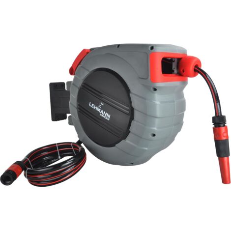 Dévidoir Mural Automatique 20m + 2m, Tuyau Arrosage Avec Enrouleur Pour Montage Mural, Avec Un Tuyau D'arrosage De 20 Mètres, Raccords 1/2'' Et 3/4''