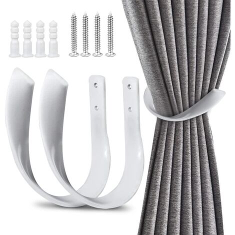 Embrasses De Rideaux De Fenêtre, Embrasses De Rideaux Décoratives, Lot De 2, Alliage D'aluminium (Blanc). (1/5)