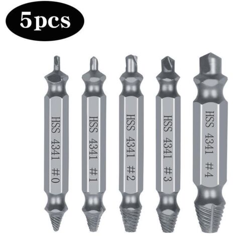 Extracteur De Vis À Double Tête 5 Pièces, Kit D'outils De Retrait De Vis Coulissantes Cassées En Acier Rapide (1/5)