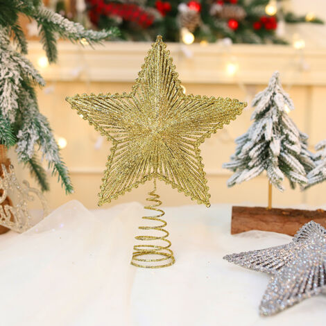 3 Pièces Étoile De Sapin De Noël, Étoile De Sapin De Noël En Pvc Scintillant De 20 Cm Pour Le Haut De L’arbre De Noël Pour Les Fournitures De Décoration De Maison De Fête De Noël (Doré) (1/5)