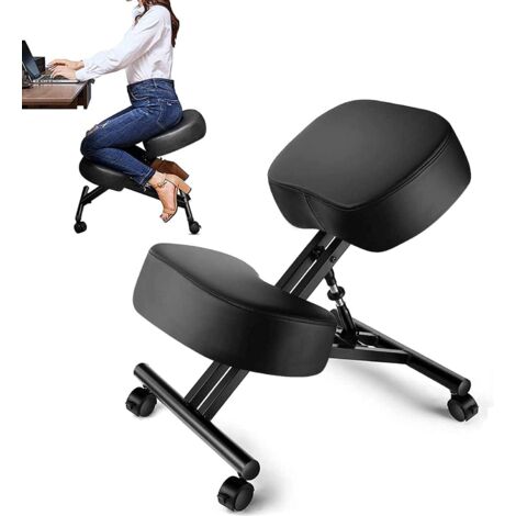 Chaise À Genoux Ergonomique Tabouret De Bureau Réglable En Hauteur  Siège Assis Genoux Pour Soulager Les Maux De Dos  Roulettes À Frein (1/5)