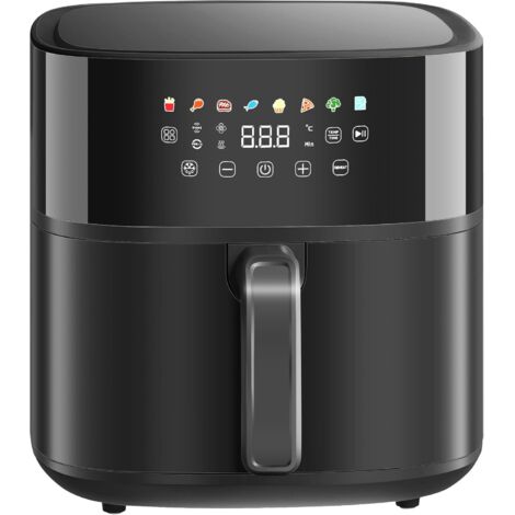 Friteuse À Air Friteuse Sans Huile 8 L Air Fryer 1700 W 8 Programmes, Circulation D'air Chaud À 360°, Écran Tactile Led, Température Réglable, Minuterie Et Protection Contre La Surchauffe, Noir (1/5)