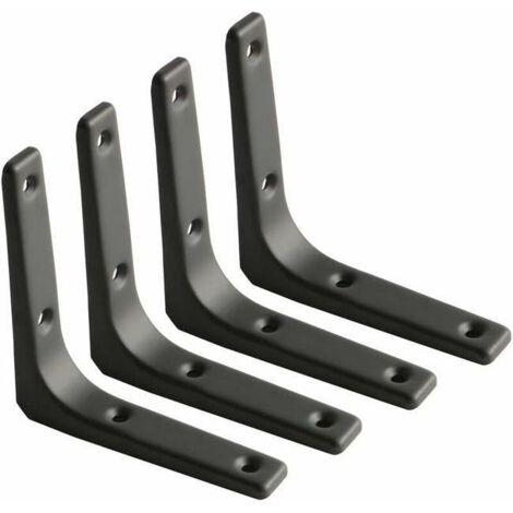 Équerre Étagère Murale, Équerre Métal Mat Noir, Support Étagère Métal Pour Déco Cusine, Équerre Charge Lourde, 100mm100mm, 4pcs (1/4)