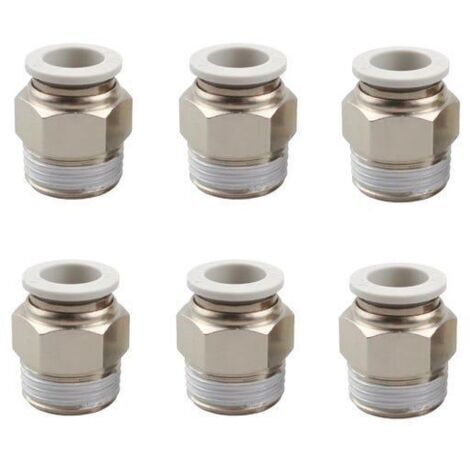 6pcs Connecteur Rapide D'air Raccords Pneumatiques Connecteur Raccords Rapides Dia 6mm(Blanc,Pt1/8) Lemroe
