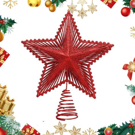 3 Pièces Étoile De Sapin De Noël, Étoile De Sapin De Noël En Pvc Scintillant De 20 Cm Pour Le Haut De L’arbre De Noël Pour Les Fournitures De Décoration De Maison De Fête De Noël (Rouge) (1/5)