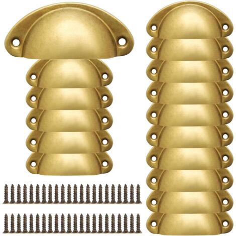 16 Pièces Poignées De Tiroir Coquille Avec Vis, Poignée Coquille Rétro Métal, Poignée De Meuble Coquilles Pour Placard, Tiroirs, Armoire Bronze