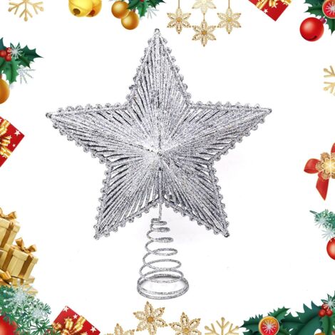 3 Pièces Étoile De Sapin De Noël, Étoile De Sapin De Noël En Pvc Scintillant De 20 Cm Pour Le Haut De L’arbre De Noël Pour Les Fournitures De Décoration De Maison De Fête De Noël (Argent) (1/5)