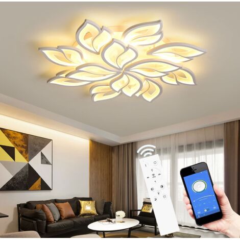 Plafonnier Led Dimmable, 90-180w Luminaire Plafonnier Salon Télécommande App, 3000k-6500k Lampe De Plafond Lampe De Plafond Per Chambre Salle À Manger Luminaire Plafonnier [Classe Énergétique A] (1/5)