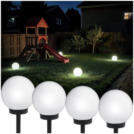 Lot De 4 Lampes Solaires D'extérieur ,Lumière Solaire De Jardin,Exterieure Étanche Lumiere,Lampes Solaires De Chemin, Boule Lumineuse Led -,Éclairage De Jardin -,Blanc Neutre , 15 Cm