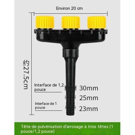 Tête d'arrosage à 3 buses, diffuseur multiple, pulvérisateur pour tuyau, arrosage fleurs légumes jardin potager (1/5)