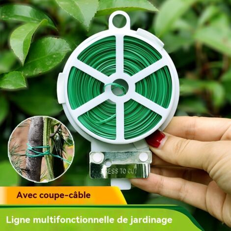 Fil de liaison gainé pour jardinage, lien d'attache résistant, fil métallique pour rosiers et plantes grimpantes, support de fixation et rangement, environ 200 m par rouleau (1/5)