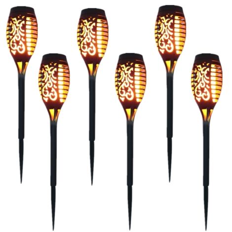 Lampe solaire 12 LED 54cm Décor de jardin extérieur à lumière vacillante - 6 Pack