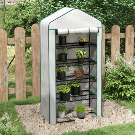 Ensemble de 6 supports et treillis en acier Outsunny pour plantes grimpantes, idéal pour les balcons, robuste et résistant aux intempéries, vert.