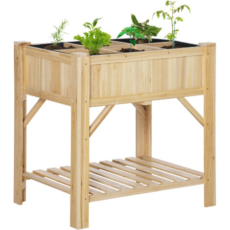 Potager surélevé en bois de sapin à 6 compartiments, 78,5 x 58 x 81 cm (1/5)