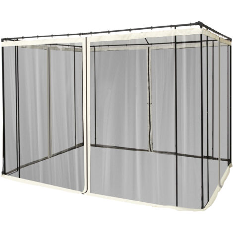 Moustiquaire Outsunny pour tonnelle 3x3, 4 panneaux latéraux, moustiquaire avec crochets et fermeture éclair, protection contre les insectes, maille en nylon, noire