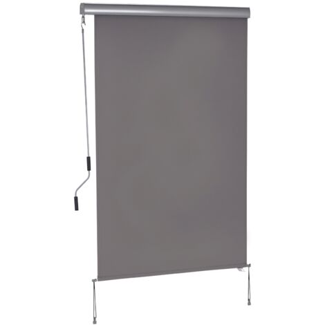 Store vertical Outsunny pour balcon, brise-vent, store latéral, occultant, avec manivelle, tissu polyester et aluminium gris, 200 x 120 cm (1/5)