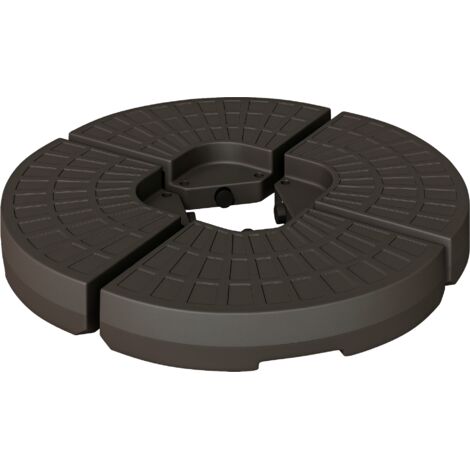Pied de parasol Outsunny 4 pièces, poids pour parasol, support de parasol, base en croix lestable avec du sable/de l'eau jusqu'à 25/17 kg, poids pour pied de parasol en PEHD couleur café (1/5)
