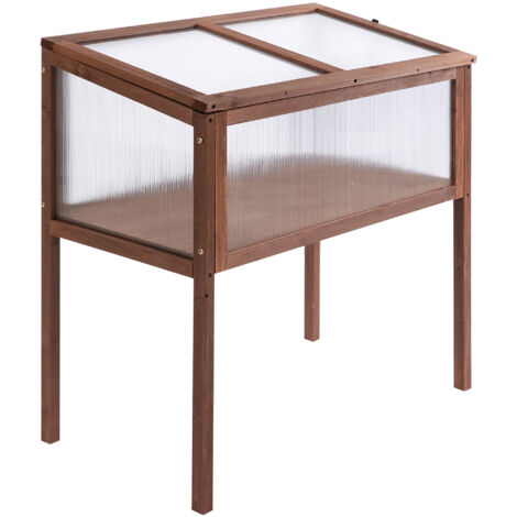 Bac de culture surélevé en bois Outsunny 90 x 50 x 93 cm avec couvercle, résistant aux intempéries, pour jardin, balcon et terrasse, marron