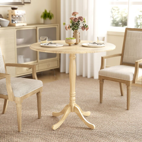 Table à manger ronde pour 4 personnes Ø 80 cm, table de cuisine, piétement en acier, style moderne, bois naturel