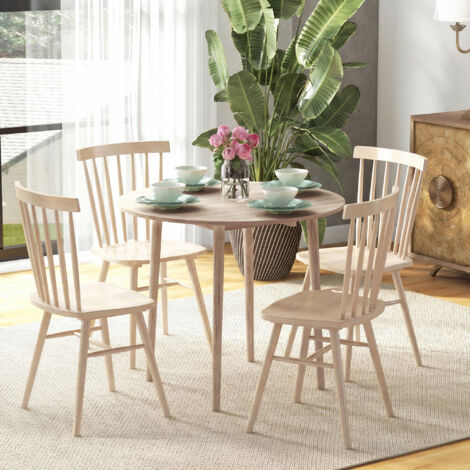 Table de salle à manger pliante 2 abattants, ronde extensible peu encombrante, pieds en bois, Ø89x73.5cm