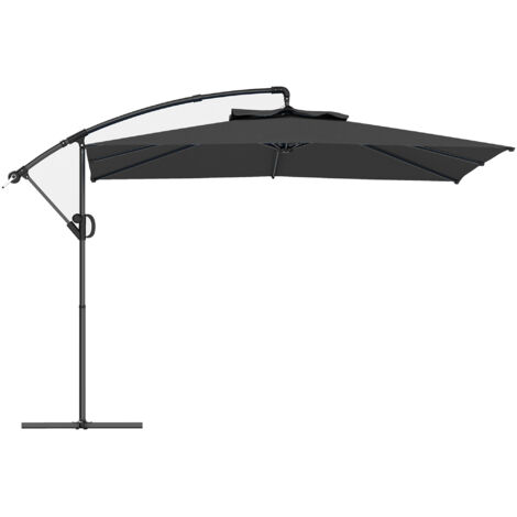 Parasol déporté 3 x 3 m – Rotation 360° – Toile polyester 180 g/m² – Protection UV UPF 50+ – Manivelle pour ouverture facile