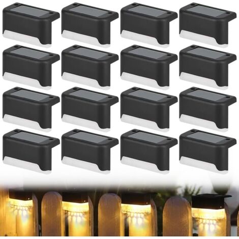 Lot de 16 Lampe Solaire Exterieur, Lumiere Solaire Exterieur, Eclairage à LED Lampe Solaire Exterieur, Lumière D'escalier Solaire, IP65 Étanche Decoration pour Balcon, Clôture, Escalier, Mur