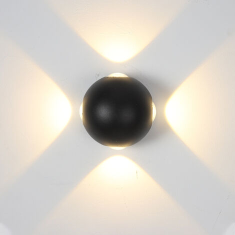 Lampe murale extérieure 4 feuilles réglable noire 12W IP65 étanche éclairage modulable (1/2)
