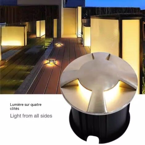 Lampe de sol murale encastrée extérieure étanche acier inoxydable lumière blanche chaude DC12V (1/2)