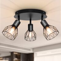 Plafonnier Industriel Spots Et Rails De Spots Noir, Rampe Spot Avec Douille E14, Barre De Spot 40w Sans Ampoules, Plafonnier 3 Spots Led Orientable Pour Interieur Cuisine Chambre Salon