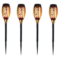 Highsam – Lampe solaire 12 LED 54cm – Lumière vacillante – Décor de jardin extérieur – Lot de 4