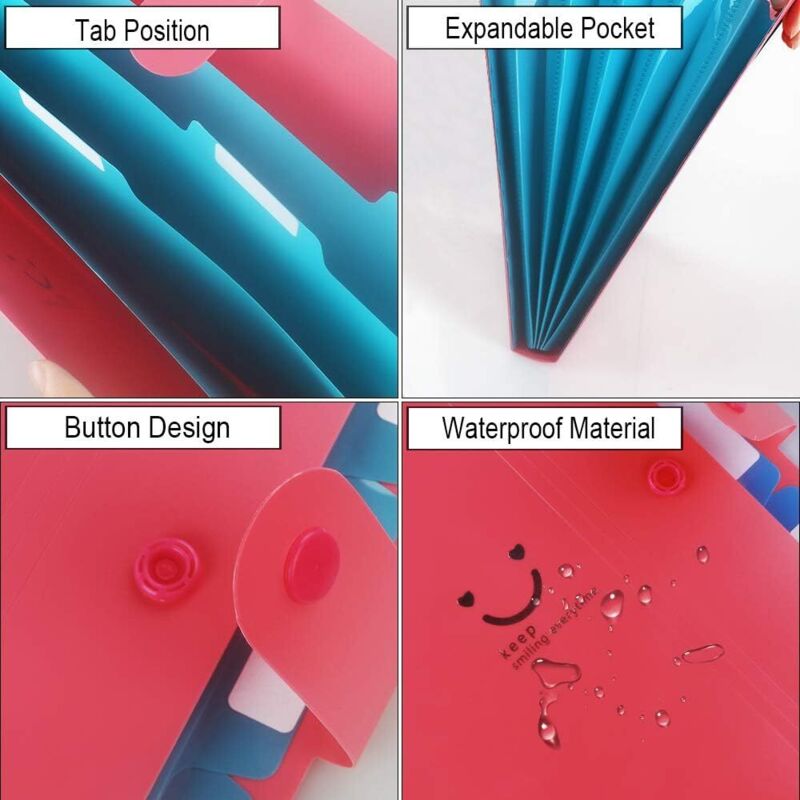 Classeur Extensible En Accordéon Vert Avec 13 Poches Et
