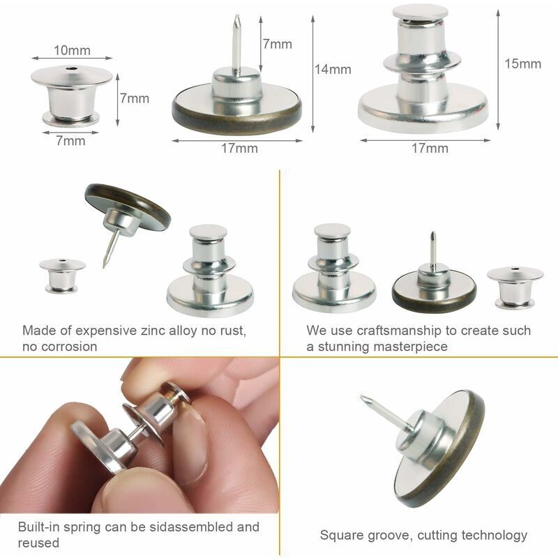Lot De 10 Boutons étoiles Pour Jeans - Argent Vieilli 17mm - Sans Couture