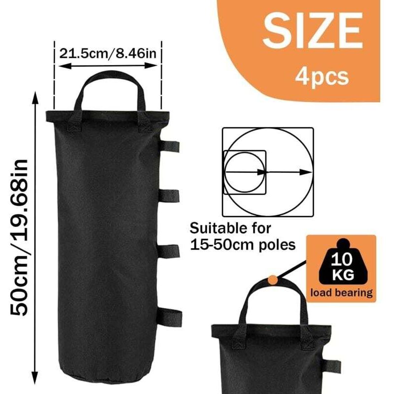 4 Pièces Sacs De Lestage Pour Tonnelle 40x45cm - Poids Anti-Vent Avec Double Poche - Résistants UV Pluie Neige