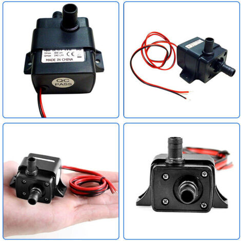 12V Pompe à Eau Silencieux Etanche Pompe Submersible de Fontaine Aquarium 240L/H Lift 300cm