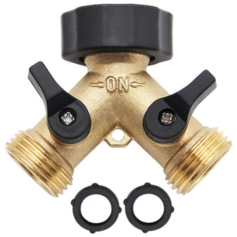 Robinet de Jardin en Laiton avec Double Sortie - Connecteur en Y 3/4" pour 2 Appareils (1/5)