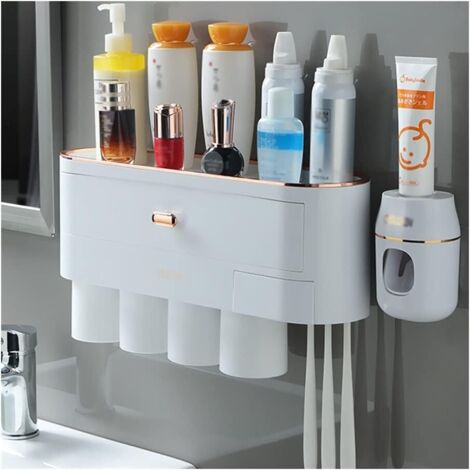 Toothbrush Cup Holder, Freestanding Storage Set, Bathroom Wall Mounted Toothbrush Holder (1/5)