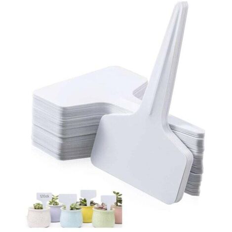 ZVD 50 PCS Etiquettes Plantes, Etiquette Semis,50x Etiquette Potager de type T(6 x 10 cm),imperméables étiquettes,Etiquetage Réutilisable-Contenants et Accessoires Pour Plantes. (Blanc50) (1/4)