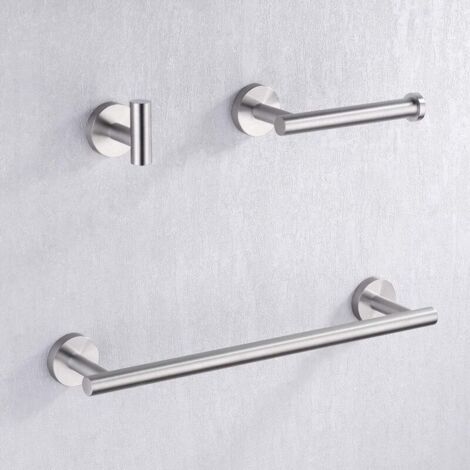ZVD Towel Rail 40CM Toilet Paper Holder Hook Bathroom Hardware Set 3 Pieces Wall Mount SUS304 Stainless Steel Rustproof Brushed Finish, LA202DG-32 (1/4)